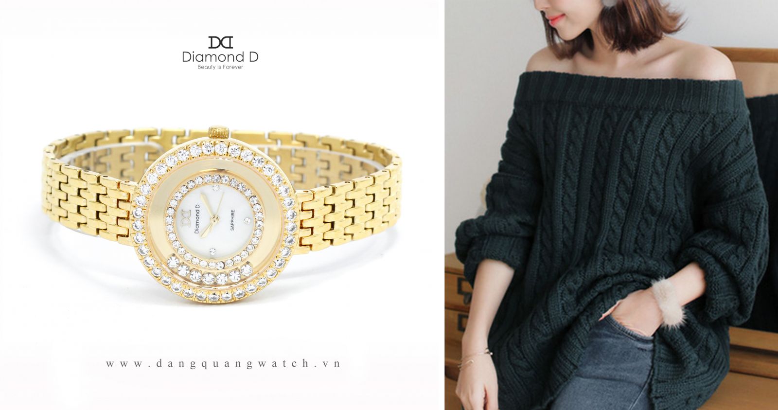 đồng hồ nữ diamond d DM36285IG