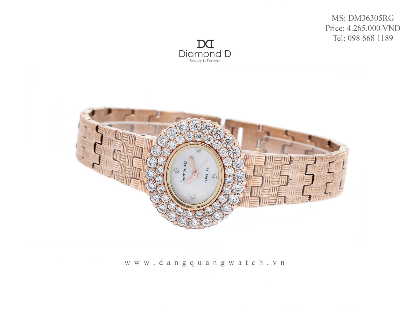 đồng hồ nữ diamond d DM36305RG