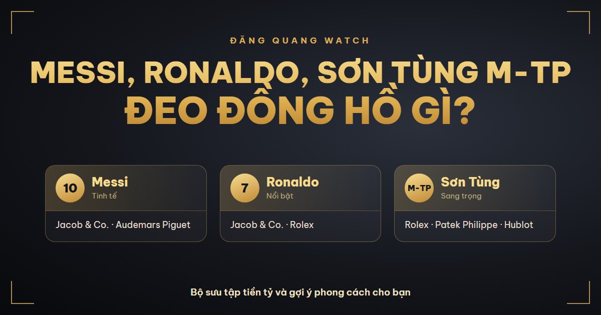 Messi, Ronaldo, Sơn Tùng M-TP đeo đồng hồ gì? Bộ sưu tập tiền tỷ của 3 ngôi sao