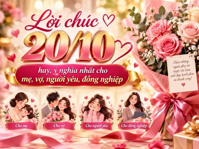 Lời chúc 20/10 hay, ý nghĩa nhất cho mẹ, vợ, người yêu, đồng nghiệp