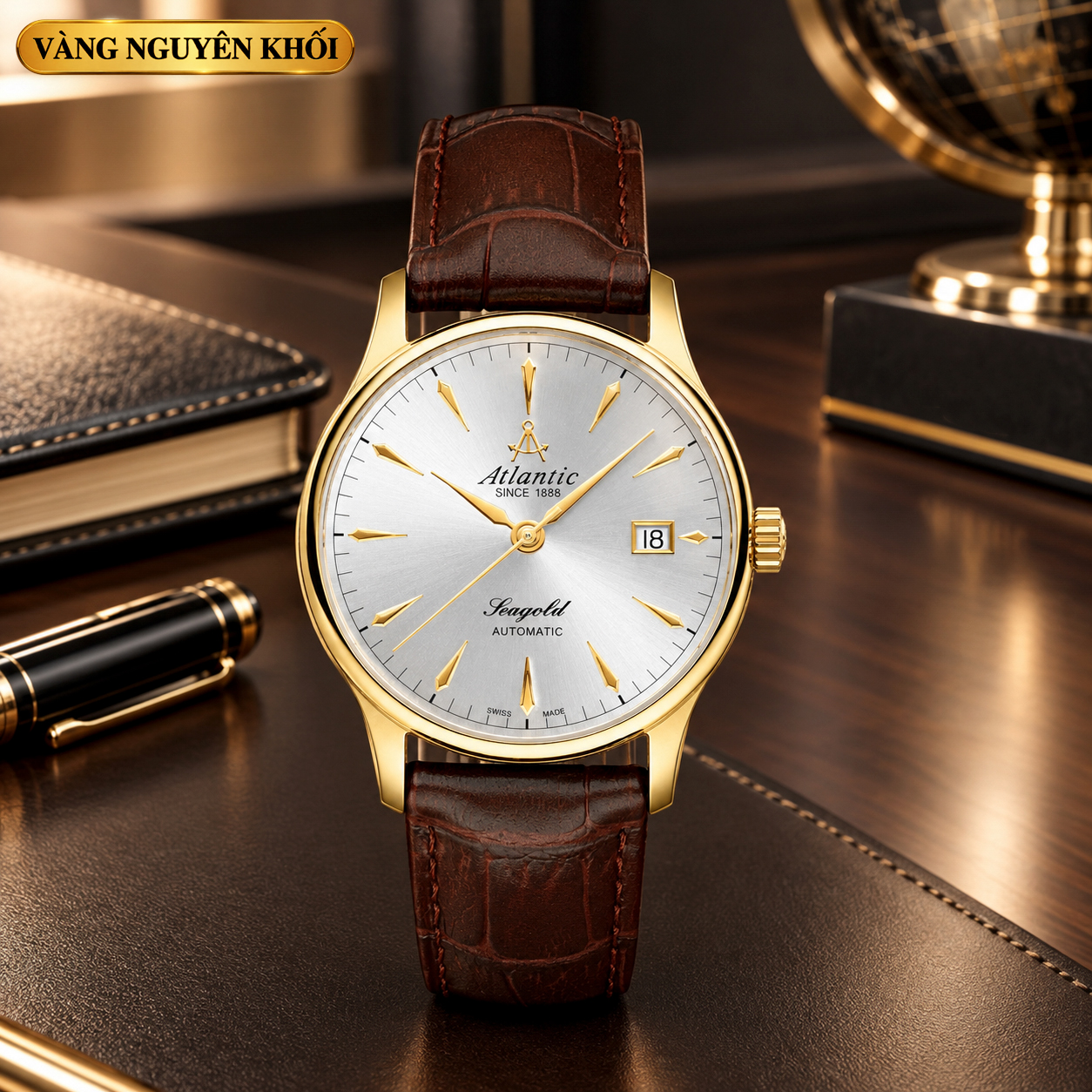 Đồng Hồ Nam Atlantic Swiss AT-95743.65.21 Vàng Nguyên Khối