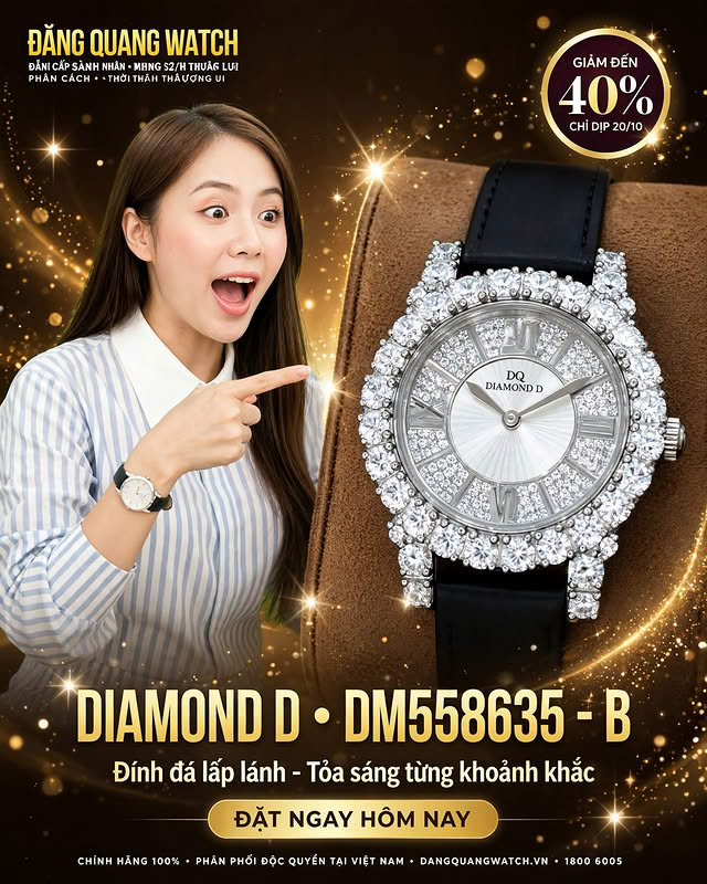 Giảm đến 40% đồng hồ nữ Diamond D 55865S