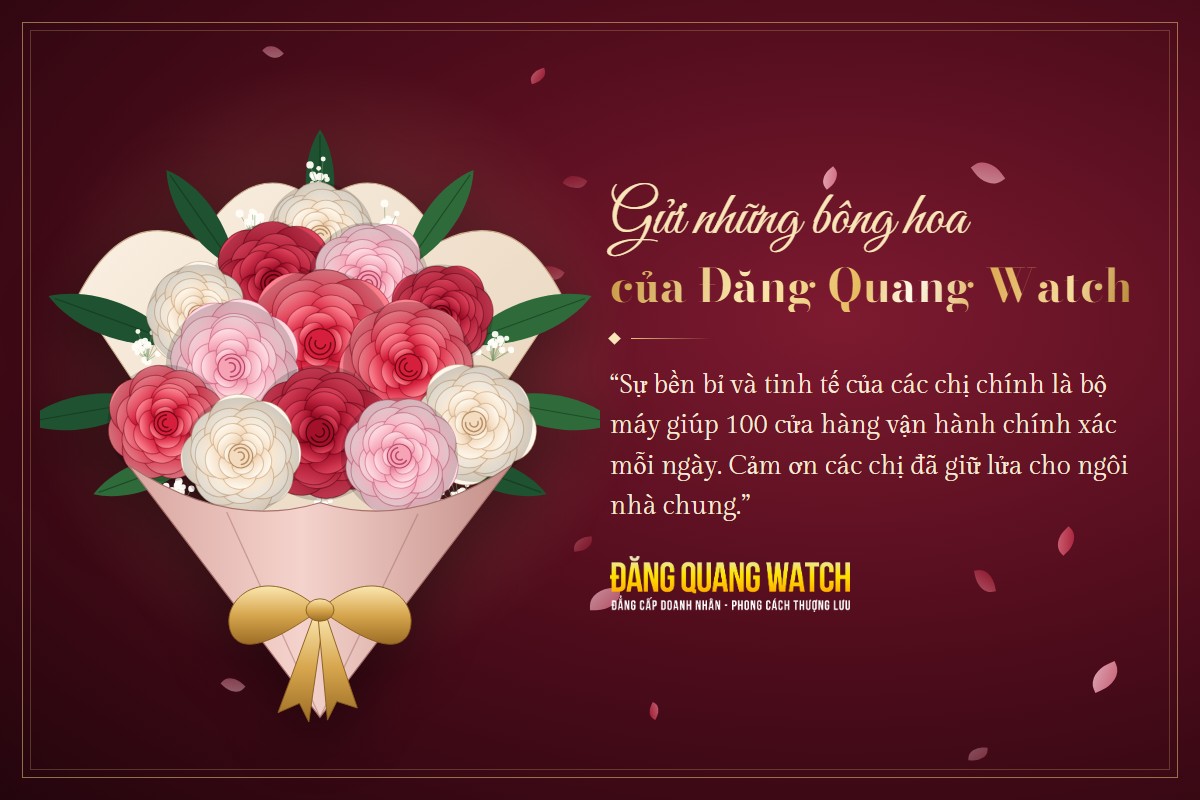 Bó hoa chúc mừng 20/10 gửi chị em cán bộ nhân viên Đăng Quang Watch