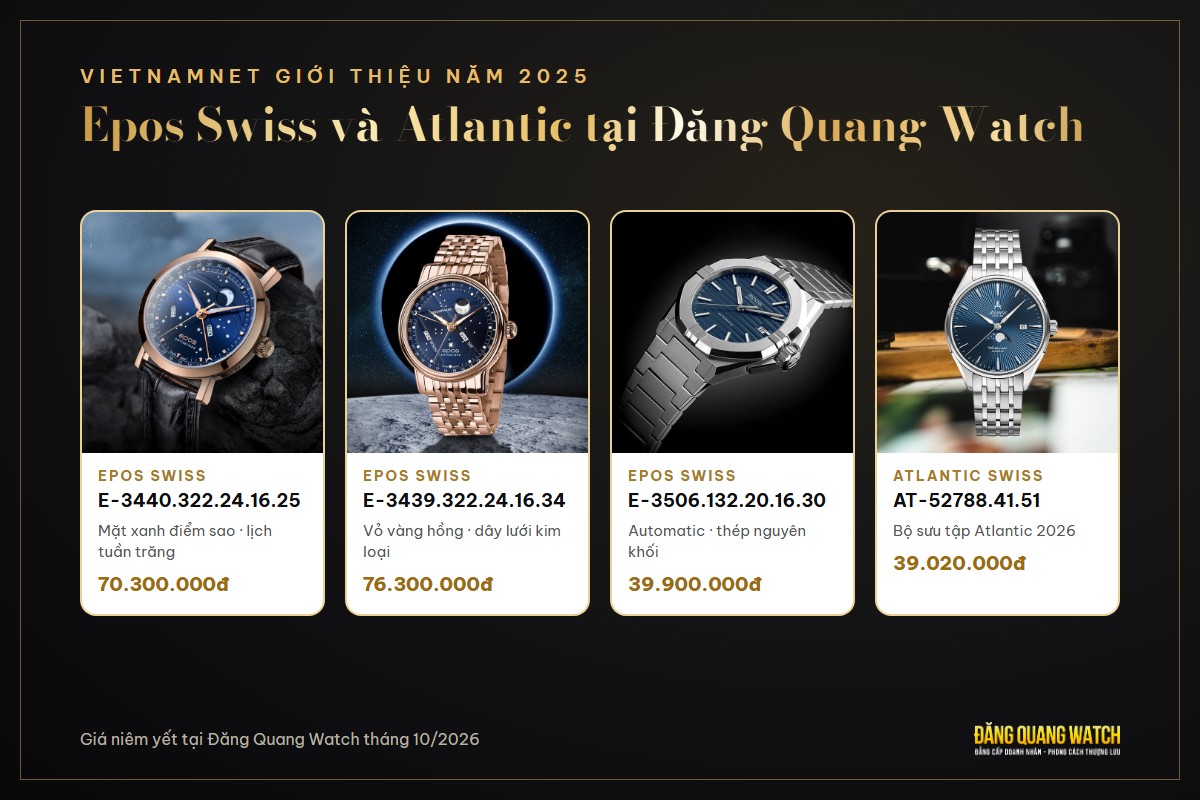 Bộ sưu tập đồng hồ Epos Swiss và Atlantic được VietNamNet giới thiệu năm 2025 tại Đăng Quang Watch