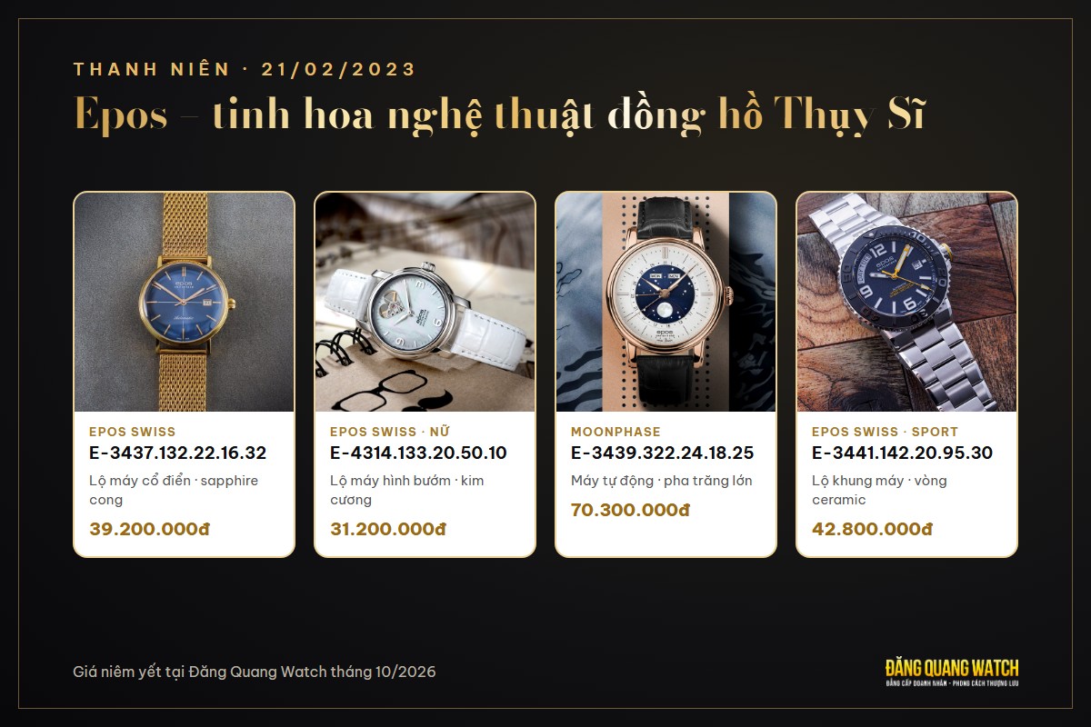 Các mẫu đồng hồ Epos Swiss E-3437, E-4314, E-3439, E-3441 được báo Thanh Niên giới thiệu