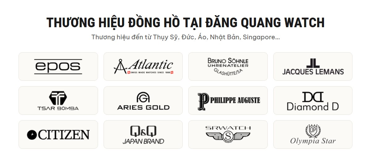 Các thương hiệu đồng hồ chính hãng tại Đăng Quang Watch