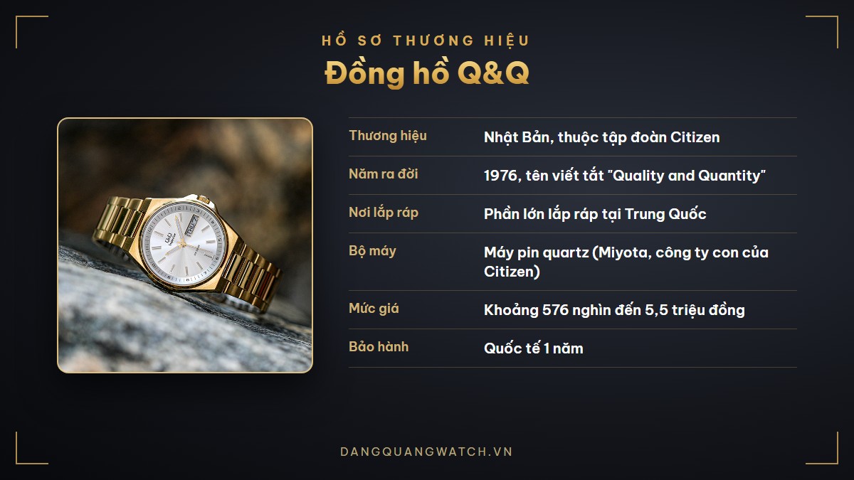 Hồ sơ thương hiệu đồng hồ Q&Q: thương hiệu Nhật Bản thuộc Citizen, ra đời năm 1976, bộ máy, mức giá và bảo hành
