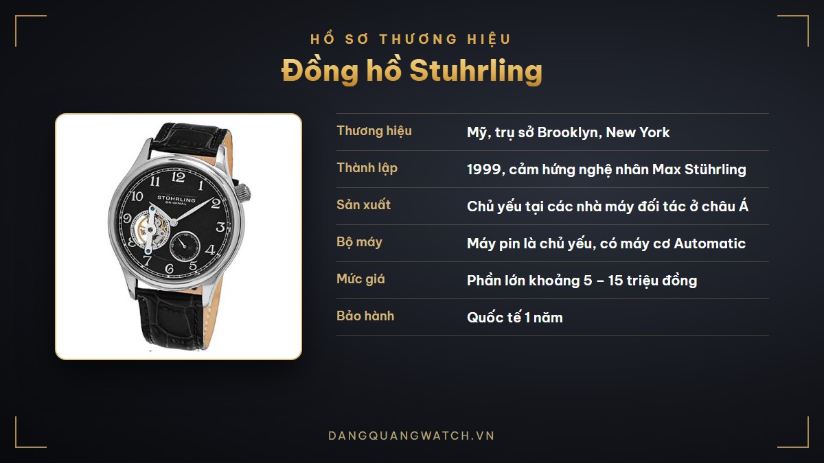 Hồ sơ thương hiệu đồng hồ Stuhrling: thương hiệu Mỹ thành lập năm 1999, bộ máy, mức giá và bảo hành