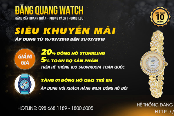 Tháng 7 ngập tràn ưu đãi, sắm đồng hồ với giá giảm tới 20% - Tin khuyến mại | Đăng Quang Watch
