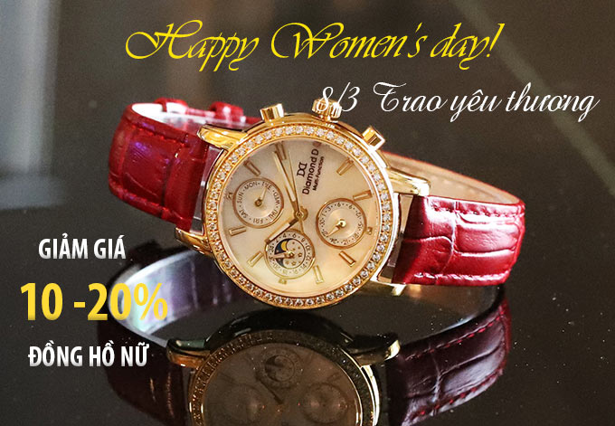 Đồng hồ nữ Diamond D giới thiệu bộ sưu tập cho ngày quốc tế phụ nữ 8/3 kèm khuyến mại đến 20%