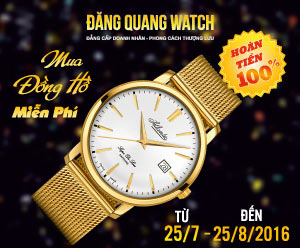 THÁNG 8 MUA ĐỒNG HỒ MIỄN PHÍ CÙNG ĐĂNG QUANG WATCH